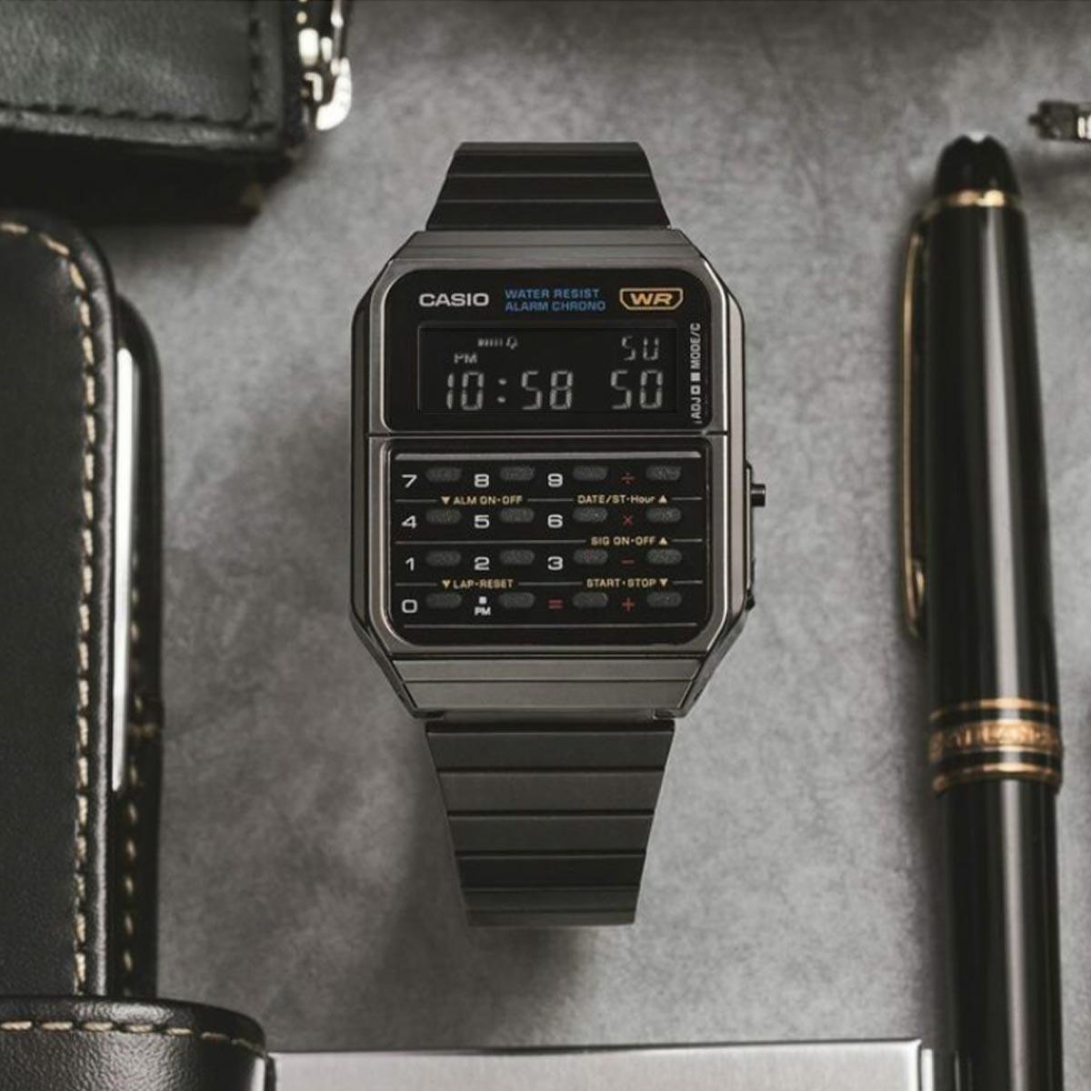 Casio Vintage CA-500WEGG-1B Reloj digital con calculadora de acero