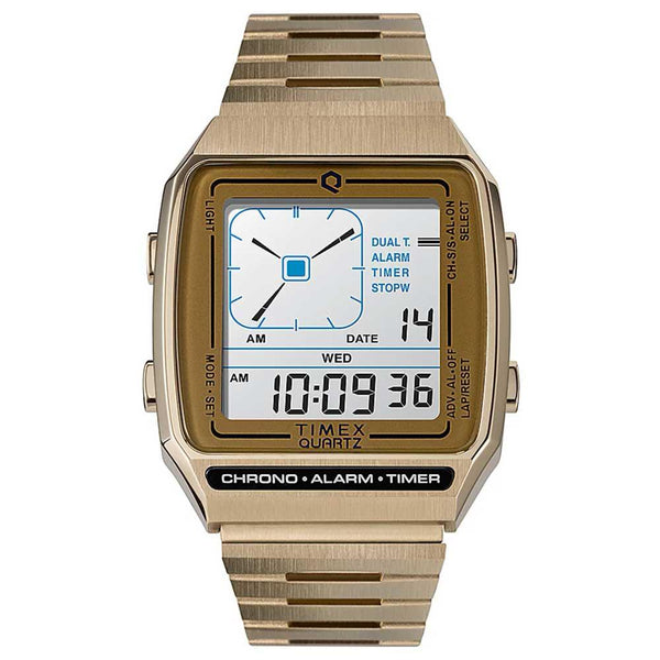 Q Timex Digital LCA Gold Watch TW2U72500