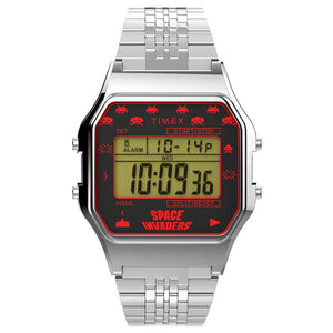 Timex T80 x Space Invaders Silver Watch TW2V30000