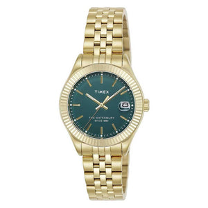Timex Waterbury Legacy 34mm Gold Green Watch TW2V31700
