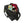 Black backpack with items inside on a white background