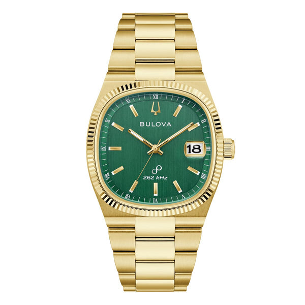 Bulova Super Seville 262kHz Gold Green watch 97B237