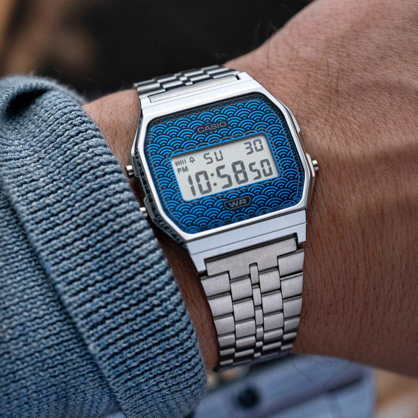 Casio Vintage Japan Seigaiha Pattern Blue Watch A159WEVJ-2 