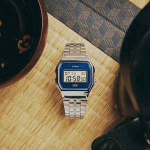 Casio Vintage Japan Seigaiha Pattern Blue Watch A159WEVJ-2 