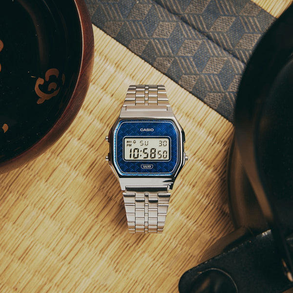 Casio Vintage Japan Seigaiha Pattern Blue Watch A159WEVJ-2 