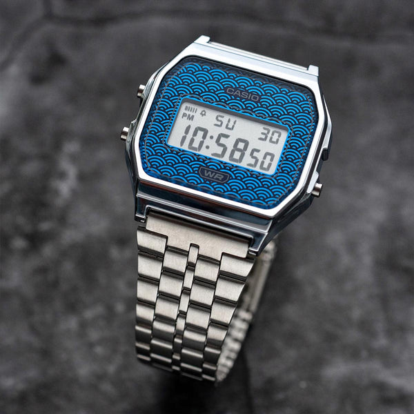Casio Vintage Japan Seigaiha Pattern Blue Watch A159WEVJ-2 