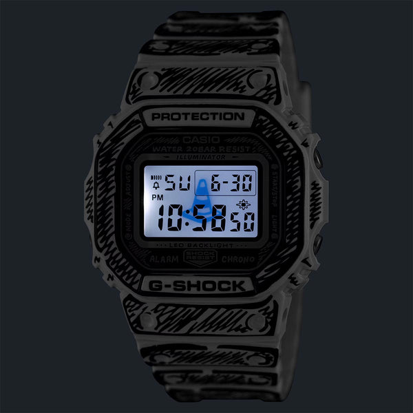 G-Shock x Joshua Vides White Watch DW-5600JV-7 Backlight
