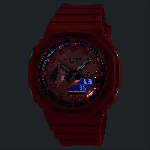 G-Shock Vivid Red Watch GA-2100RRB-4A Backlight