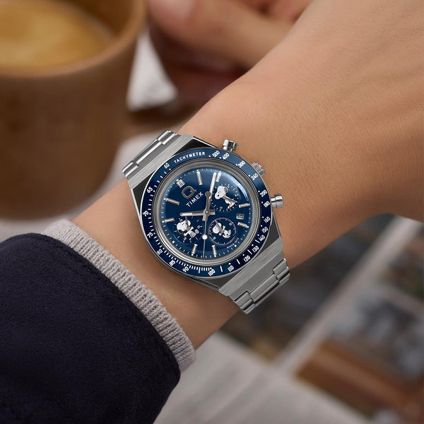 Q Timex Peanuts Snoopy Chronograph Blue Watch TW2Y45300