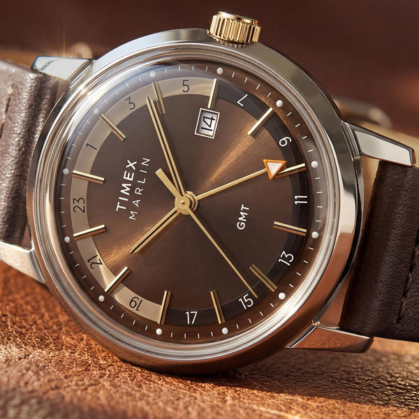 Timex Marlin Quartz GMT Brown Watch TW2Y84200