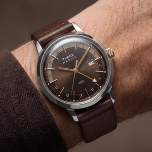 Timex Marlin Quartz GMT Brown Watch TW2Y84200