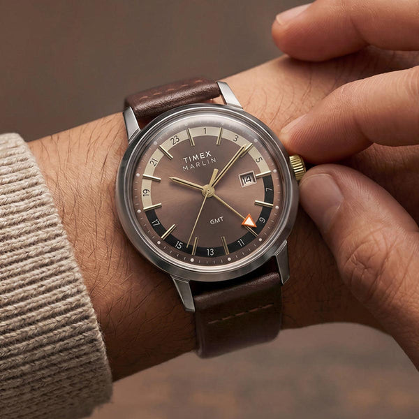 Timex Marlin Quartz GMT Brown Watch TW2Y84200