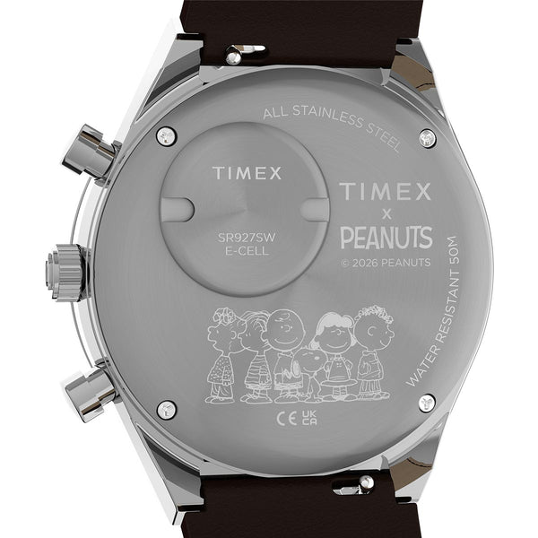 Q Timex Peanuts Snoopy Chronograph Green Watch Caseback