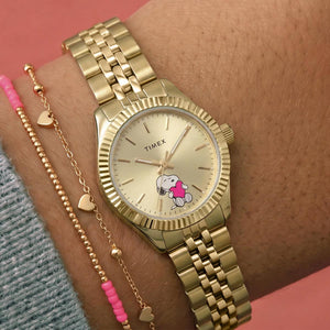Timex x Peanuts Snoopy Heart Hug Gold Watch TW6A07400
