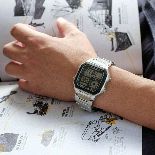 Casio World Time Classic Silver Watch AE-1200WHD-1AV