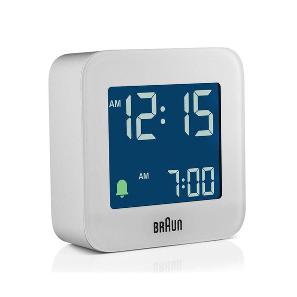 Braun Digital Travel White Alarm Clock BC08W