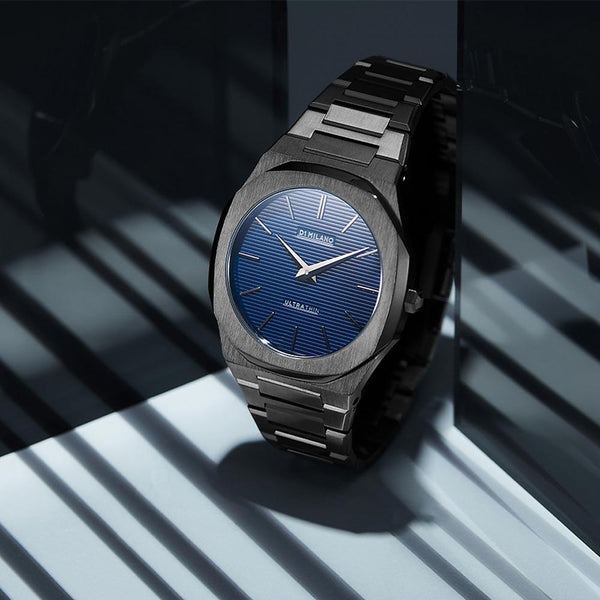 D1 Milano Ultra Thin Gunmetal Blue Watch D1-UTBJ12