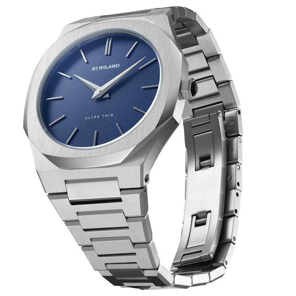 D1 Milano Ultra Thin Silver Blue Watch D1-UTBU01