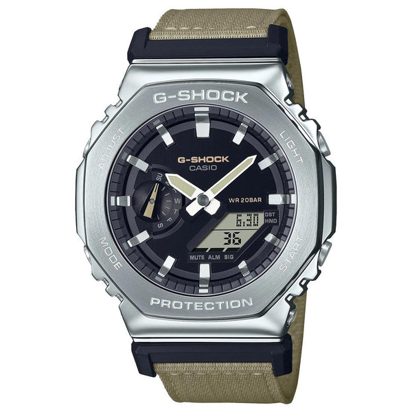 G-Shock Metal Clad Silver Fabric Band Watch GM-2100C-5A