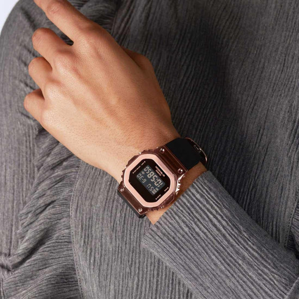 G-Shock Metal Clad Pink Gold Black Watch GM-S5600PG-1