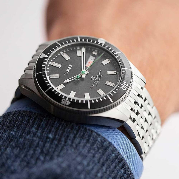 Timex Waterbury Automatic Silver Black Watch TW2V24900