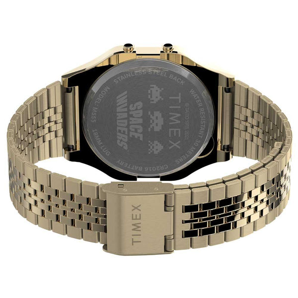 Timex T80 x Space Invaders Gold Watch TW2V30100