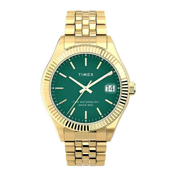 Timex Waterbury Legacy 34mm Gold Green Watch TW2V31700
