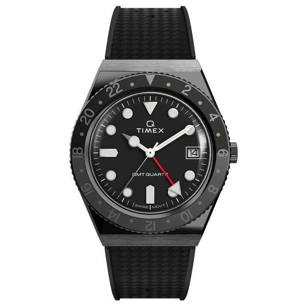 Q Timex GMT 38mm Black Grey Watch TW2V38200