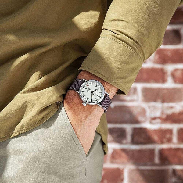 Timex Standard 40mm Silver Brown Fabric Strap Watch TW2V44100